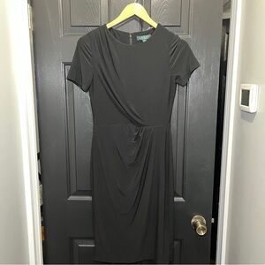 Lauren Ralph Lauren Women’s Black Sheath Dress Faux Wrap Size 2